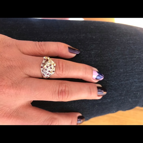 Unique 14 K gold Ring  with Rubies - Picture 3 of 8